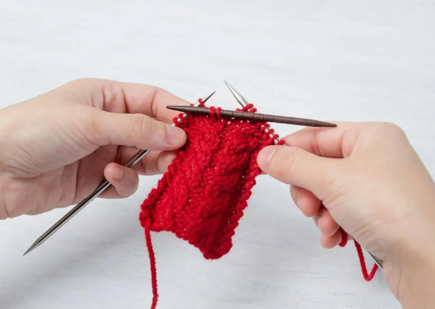 Example of using a cable needle