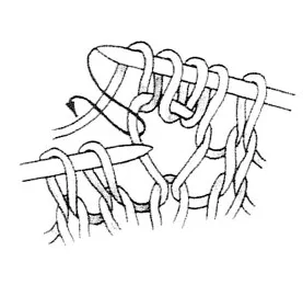 Diagram of knitting a nupp